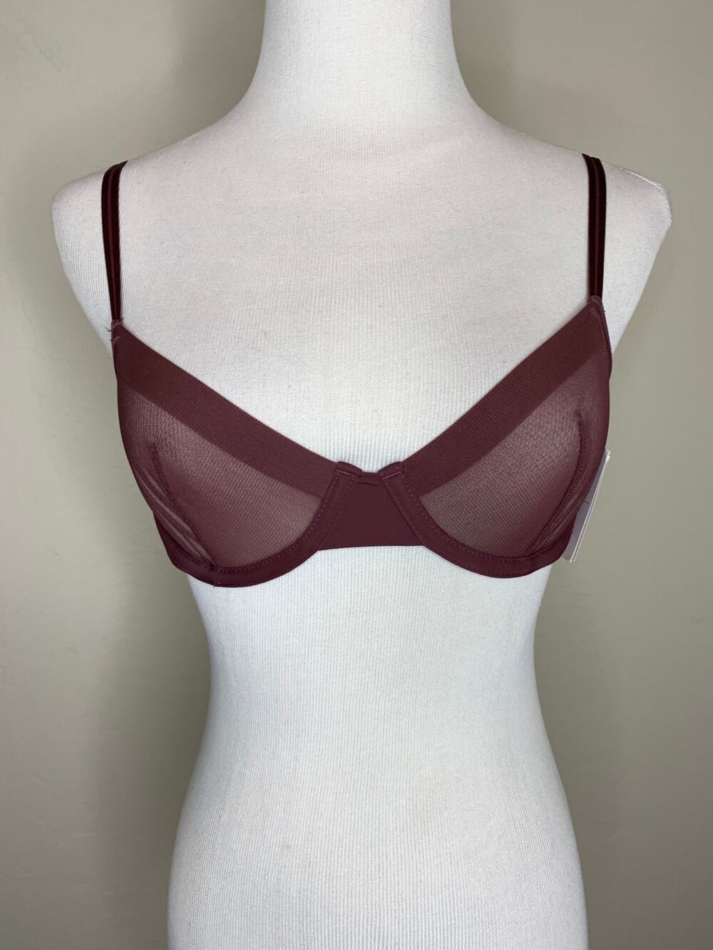 NWT Auden Purple Mauve Demi Coverage Underwire Unlined Sheer Bra 32A